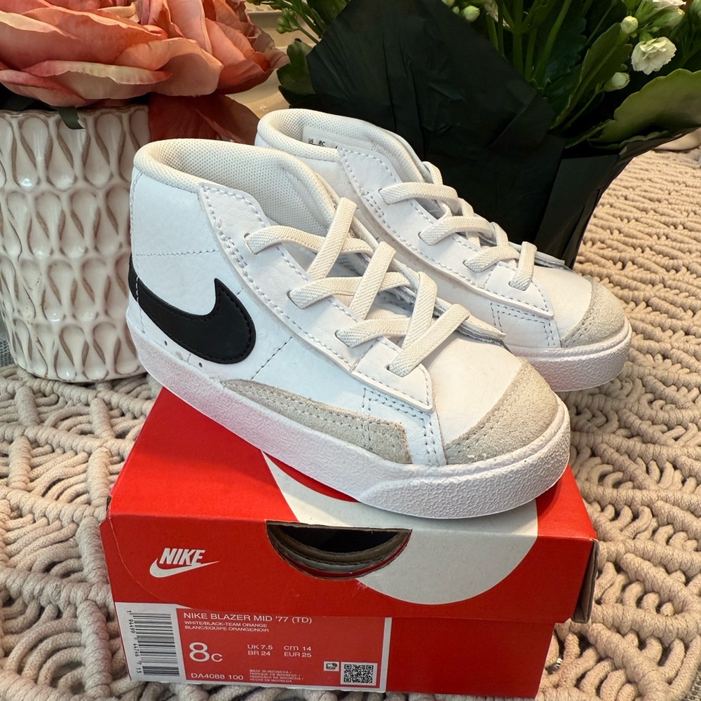 Nike White and Black High-Top Sneakers